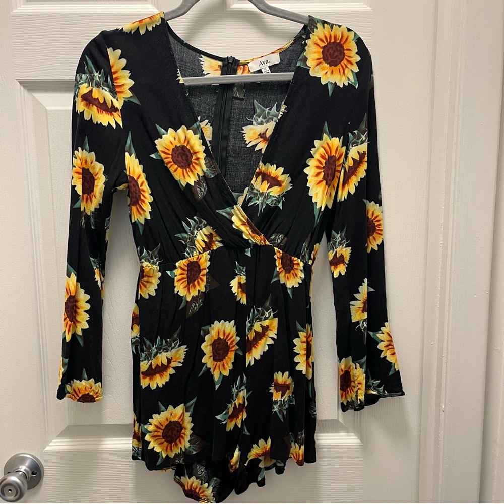 Ava Sunflower Long Sleeve Romper